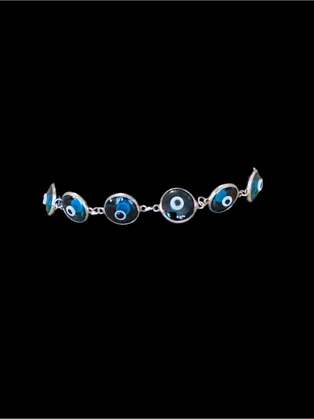 Evil Eye Good Luck Sterling Silver Bracelet with Teal VINTAGE